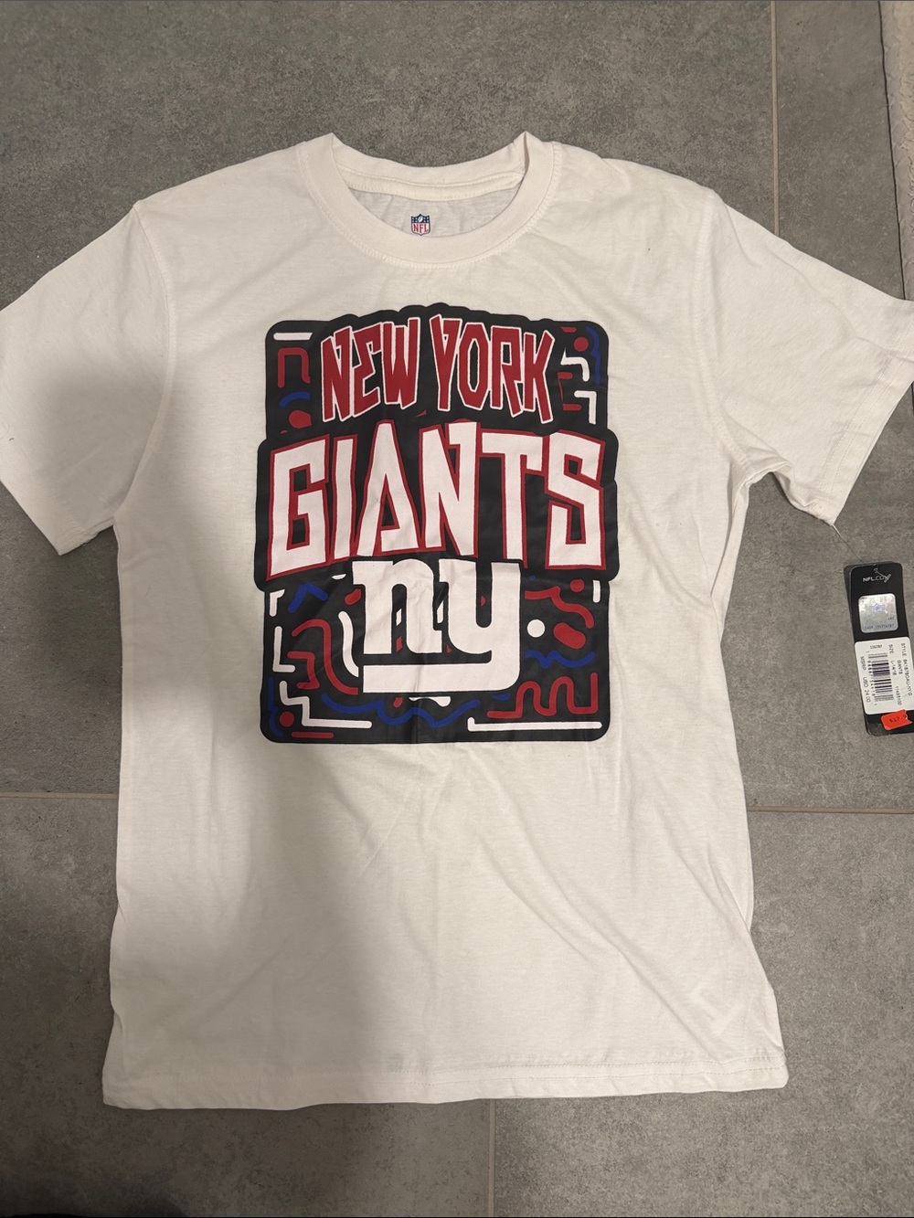 NFL New York Giants White Tee with Red and Blue Graphic